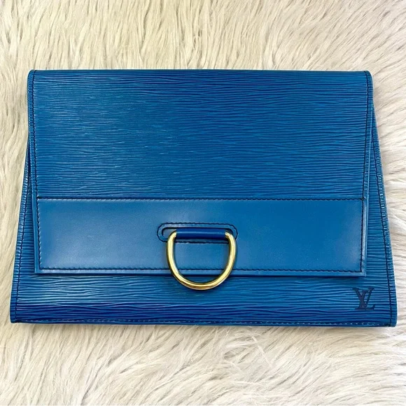 Authentic LOUIS VUITTON Clutch Bag Jena Blue Epi - Picture 3 of 12